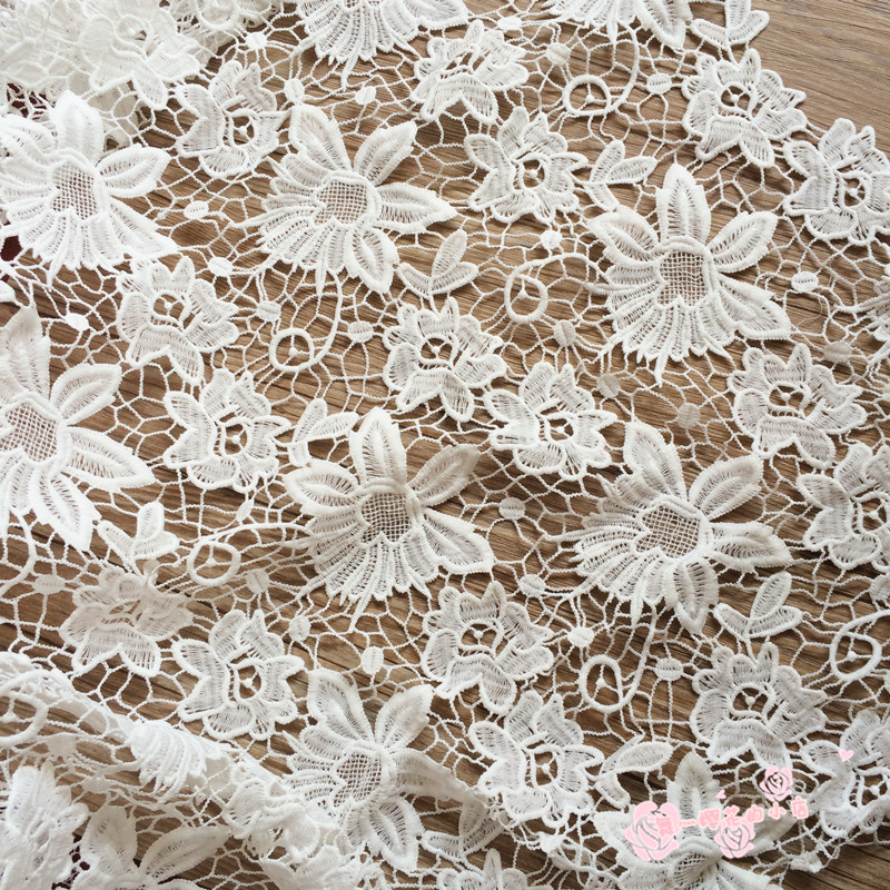 Flower Pattern Guipure Lace White Cord Lace Fabric For Women Clothing 4748 Inch Width Sold At 1296